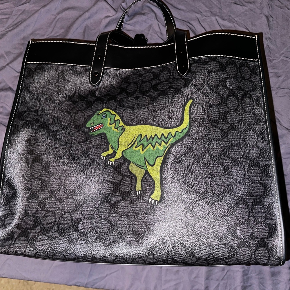 Coach Black and Green Dinosaur Signature Tote - Picture 5 of 9